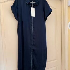 NWT Wildfang Navy Midi Dress with Subtle Trim